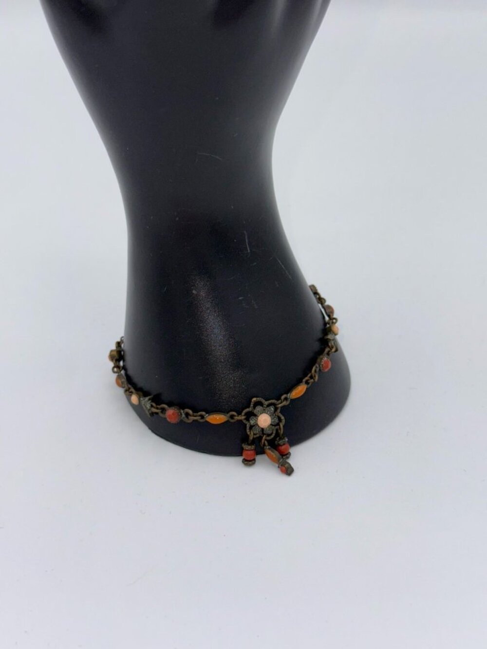 Avon Floral Charm Bracelet – Bronze Tone Beaded Vintage Style - Picture 13 of 16